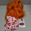 Zrycn 2 PCS Orange Wig,  Pink Polka Dot Scarf Set, Costume Accessories for Halloween Costume Women Cosplay Party