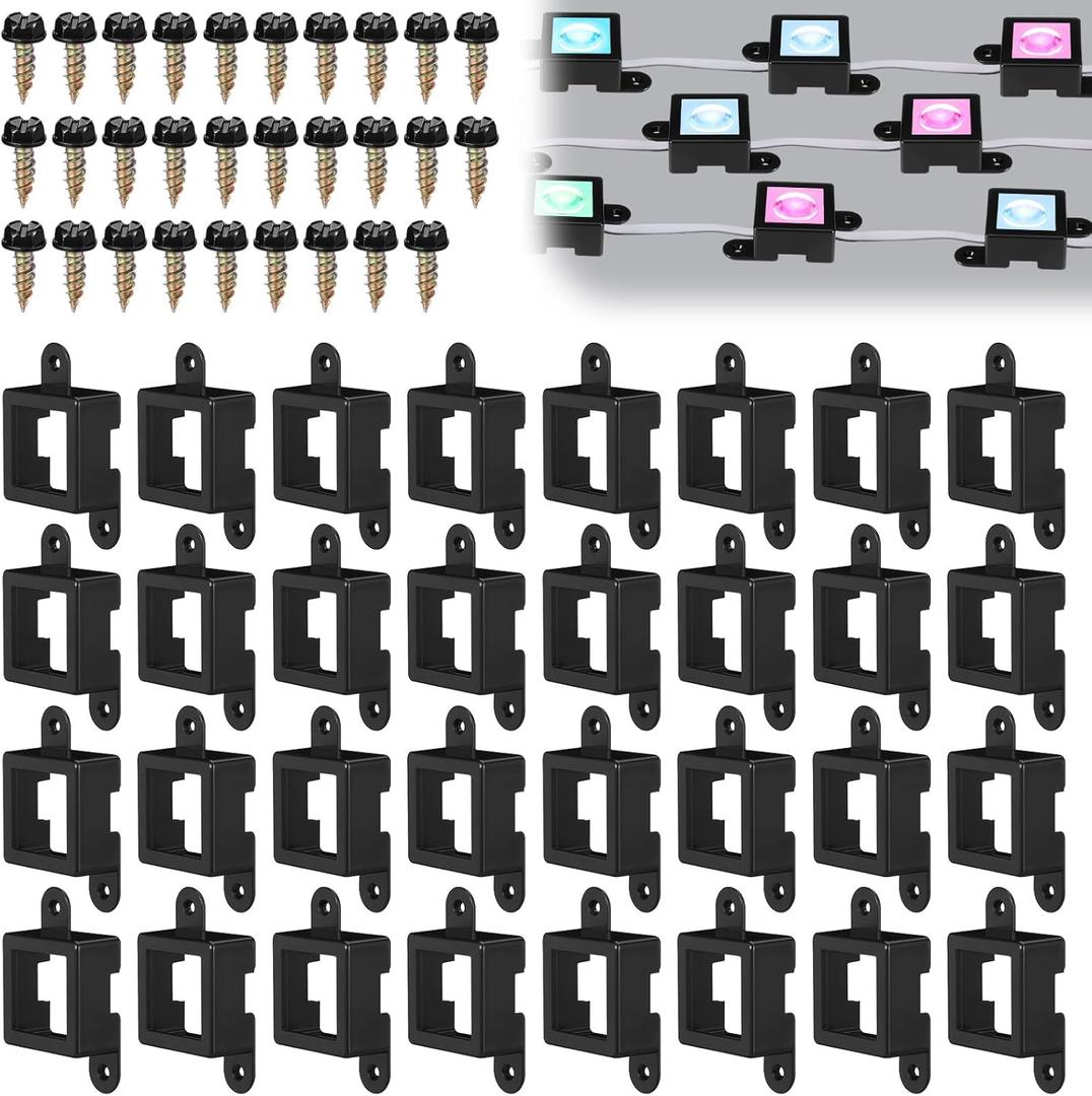 40 Light Clips for Govee H705 H805 with 80 Screws Mounting Clips Compatible with Govee Permanent Outdoor Lights Extension (Black)