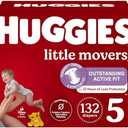 Huggies Size 5 Diapers, Little Movers Baby Diapers, Size 5 (27+ lbs), 132 Count (2 Packs of 66), Packaging May Vary