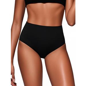 Tempt Me Women High Waisted Bikini Bottom - Full Coverage Bathing Suit Swim Bottom Swimsuit 2025 Swimwear (Black)