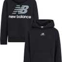 New Balance Boys Hoodie  Premium Comfy Cotton Blended Fleece Classic Pullover Sweatshirt for Kids, Sizes 4-20 (Black)