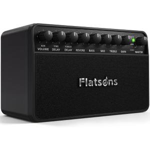 Flatsons FBA-20 Portable Electric Guitar Amp, 20W Rechargeable Desk Practice Guitar Combo Amplifier with Clean & Drive Channels, Delay Reverb EQ, OTG Recording, for Beginners, Home Use, Backyard Play