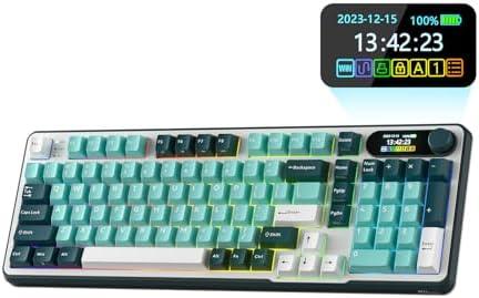 RK ROYAL KLUDGE S98 Mechanical Keyboard w/Smart Display & Knob, Top Mount 96% Wireless Mechanical Keyboard BT/2.4G/USB-C, Hot Swappable, Software Support, Creamy Sounding, 98 Keys