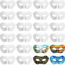 Leyndo 48 Pcs Paper Mache Masks Half Face White Masquerade Mask DIY Blank Mardi Gras Halloween Cosplay Party (Classic Style)