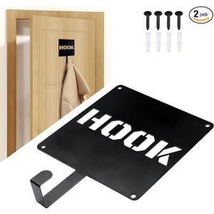 Amsally Heavy Duty Wall Hooks 5-Inch (2 Pack) - Sturdy Steel Coat Hooks for Living Room, Bathroom, Kitchen & Bedroom (Max 33 lbs, Black) - Hang Coats, Bags, Towels, Hats, Keys, Cups