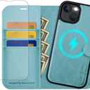 OCASE Apply for iPhone 14 Wallet Case with Card Holders, Magnetic Detachable 2 in 1 Flip PU Leather Case Folio RFID Blocking Kickstand Shockproof Removable Phone Cover 6.1 Inch 2022 (Ice Blue)
