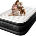 CHERIMOR Full Size Air Mattress with Builtin Pump, 18" Raised Comfort, 48Hr LeakProof Test, Upgraded Honeycomb Pillar Design, Supports 600 lbs, 2.5Min Inflation for Home Guest Room Camping, Black