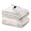 Bedsure Electric Blanket Full Size - Soft Flannel Heated Blanket, Fast Heating with 10 Time Settings & 6 Heat Settings, Warm Gift for Grandma (72x84 inches, Cream)