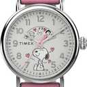 Timex x Peanuts Unisex Waterbury Standard 40mm Watch (Pink/Silver-Tone/White)