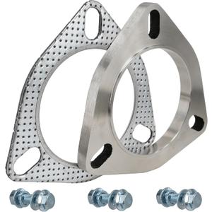 3 Inch 3 Bolt Exhaust Flange and Gasket,Stainless Steel Exhaust Flange Connection Set with Flange Bolts and Nuts(76mm)