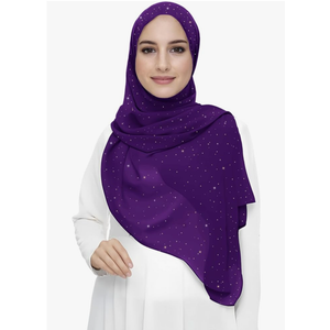Sparkle Shimmer Gold Glitter Women's Chiffon Hijab Head Scarf Shawl Wrap Lightweight