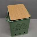 Kitchen Vegetable Storage Tins Set of 2 for Potatoes, Onion, with wooden lid Garlic Bin Caddy, Long Shelf Life-Grayish Green