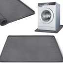 Washing Machine Drain Pan, Extra-Large Silicone Washing Machine Mat with High Raised Edges, Non-Slip Waterproof Washer Drip Tray, Leak Proof Anti-Vibration Floor Protector (27 x 27 Inch, Grey)