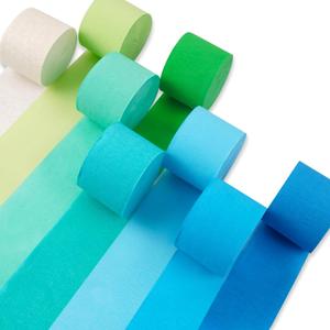 PartyWoo Crepe Paper Streamers 8 Rolls 656ft, Pack of Blue, Turquoise, Green, Lime and White Party Streamers for Birthday Decorations, Party Decorations, Wedding Decorations (1.8 Inch x 82 Ft/Roll)