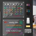 Acina Large 19 * 16 Inches Acrylic Magnetic Board Calendar for Fridge, Magnetic Monthly Calendar for Refrigerator, Reusable Clear Acrylic Calendar Planner Board Includes 6 Markers with 3 Colors