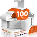 HOUSE DAY White Plastic Hangers 100 Pack, Slim with Non-Slip Extended Notch