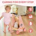 ROBUD Wooden Baby Walker, Baby Push Walker with Activity Center and Storage, Montessori Walker Toy for Boys and Girls Learning to Stand and Walk, Pink