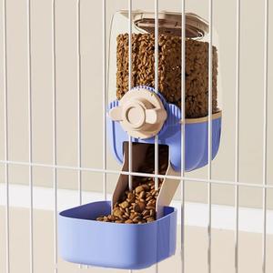 Pet Hanging Automatic Feeders Drinking BowlsGravity Rabbit Feeder and Water SetCage Cat Food Bowl Feeding Station for Puppy Kitten Chinchilla Hedgehog Guinea Pig Ferret (Blue-Pink Food)
