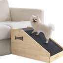 VavoPaw Dog Ramps for Small Dogs, Dog Steps for Couch with Non-slip Cover and Pads, Gentle Slope Ramp for Dogs to Get on Bed, Couch, Patio, Window Sill, Car, Easy up and down Pet Ramps for Puppy, Cats (1 Pack, Wood)