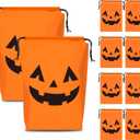 KERINGO 50 Pack Halloween Trick or Treat Party Favors Drawstring Party Favor Bags Translucent frosted Halloween Goodie Bags Gift Packaging Storage for Kids Boys Birthday Supplies 7.08 x 9.84 Inch