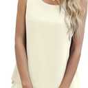 Jouica Women's Sleeveless Chiffon Tank Top Double Layers Casual Blouse Tunic (Yellow, L)