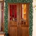 Fovths 2 Pack 6 Feet Christmas Norfolk Garlands, Winter Pine Garland Ornament with Light String, Green Artificial Greenery Garland for Table Mantle Wall Indoor Outdoor Christmas Decor