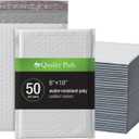 Quality Park Bubble Mailers, 6 x 9 Inch, White Poly Mailers, Padded Envelopes, Shipping Envelopes, Water Resistant, Self Seal, 50 Per Box (QUA85856), Plastic