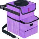 Car Trash Can Foldable Garbage Bin Leakproof 2.3 Gallons Purple (Standard)