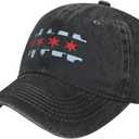 Chicago City Flag Skyline Duck Tongue Classic Sandwich Hat- Baseball Cap Men Women (Black)
