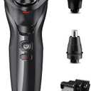 Electric Razor for Men, rategist Rechargeable Electric Shaver, Waterproof Wet Dry Cordless Razor, Adjustable Speeds, with Nose Hair Trimmer, Sideburns Trimmer