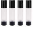 6Pcs 1.7oz 50ml Frosted Transparent Airless Pump Bottles with Funnel, Travel Size Vacuum Dispenser Refillable Cosmetic Containers For Foundations, Cream, Serums, Shampoo, Lotion(Black)