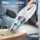 FUOAYOC Handheld Vacuum Cordless,6KPA Powerful Suction Hand Held Vacuum with LED Light/Multi Accessories