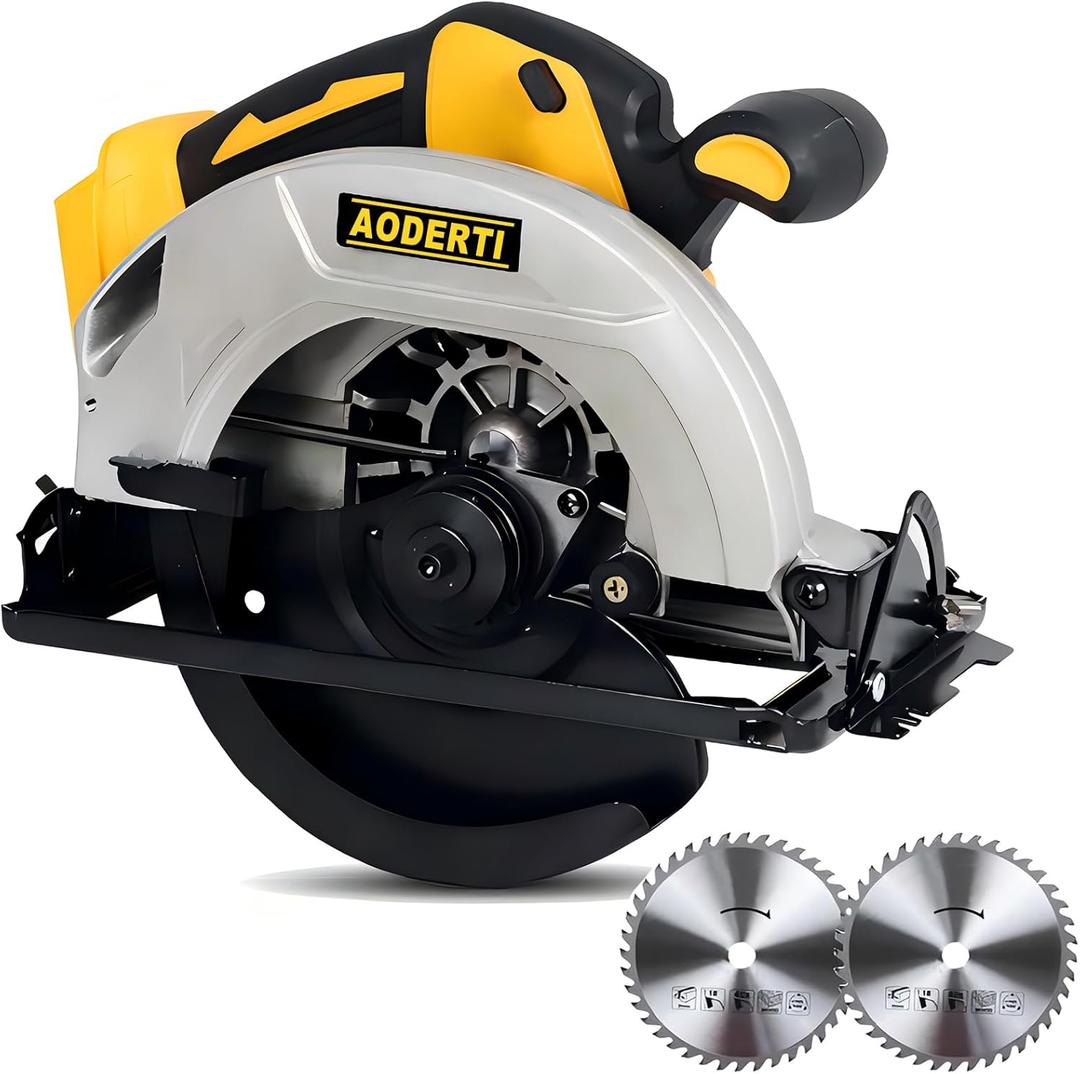 AODERTI Cordless Circular Saw for DEWALT 20V MAX Battery, 7-1/4 Inch Brushless Power Circular Saws, 0-50 Degree Level Capability, Lightweight with 2 Blades for Plastic, Wood working Tool Only AODERTI Cordless Circular Saw for DEWALT 20V MAX Battery, 7-1/4 Inch Brushless Power Circular Saws, 0-50 Degree Level Capability, Lightweight with 2 Blades for Plastic, Wood working Tool Only