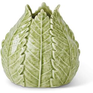 K&K Interiors 16320A-GR 5 Inch Green Ceramic Leaf Vase