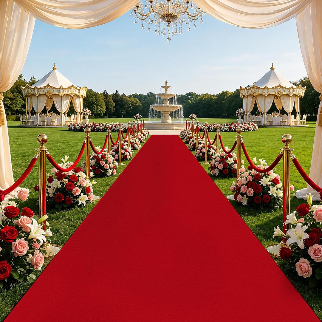 Red Carpet Runner for Partys, 3x10 Feet 450 GSM Extra Thick Non-Slip Waterproof Aisle Rug for Weddings, Events, Banquets, Hollywood Runway & Proposal