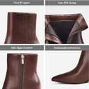 Elisabet Tang Women's Pointed Toe Booties 3 inches Heels Ankle Boots with Side Zipper Dressy Comfy Work Formal Winter Fall, Size US 8