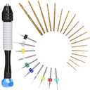 Micro Drill Bits Set with Pin Vise | Small Hand Drill - Pin Vise Hand Drill Manual, PCB Mini Drill Bits for Resin Beads Polymer Clay | DYI Jewelry Making Drill, Craft Drill Bits Set