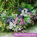 28 Bundles Fake Plants Outdoor Spring Summer Decor Artificial Greenery Faux Plastic Flower Plants for Garden Porch Planter Window Box Hanging Baskets Decor (Purple & White)