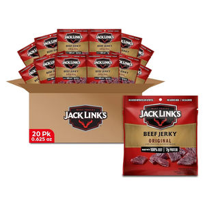 Jack Link's Beef Jerky Multipack - Original - Made with 100% Real Beef - Ready to Eat Real Meat Protein Snacks - 7g Protein per Serving - 0.625 oz Bags (20 Pack) BBD 4/28/27