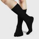 ZAKASA Mens Toe Socks Athletic Running Cushion Five Finger Cotton Crew Socks (Black, XL)