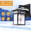 Outdoor Wall Lantern, Exterior Lighting Fixtures Wall Mount, 2 Pack Black Outdoor Sconce with Seeded Glass, Exterior Porch/Patio Lights for House Front Door Garage, 10.2 inches