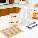 Pumtus 100 Pack 8 OZ Plastic Dessert Cups with Dome Lids, No Hole Clear Yogurt Parfait Cups, Disposable Party Serving Cups with Sporks and Stickers for Ice Cream, Fruit, Pudding, Jelly, Cup Cake