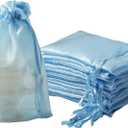 QIANF 20 Pcs Blue Small Organza Bags 6X9 inch for Wedding Favors with Drawstring, Mini Mesh Gift Bags Jewelry Pouch for Candy Bridal Shower Party Favor Baby Shower Christmas