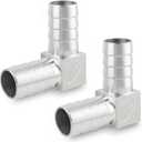 Metalwork 304 Stainless Steel Hose Barb Fitting 90 Degree L Right Angle Elbow, 1-1/4" Barbed x 1-1/4" Barbed, Pack of 2
