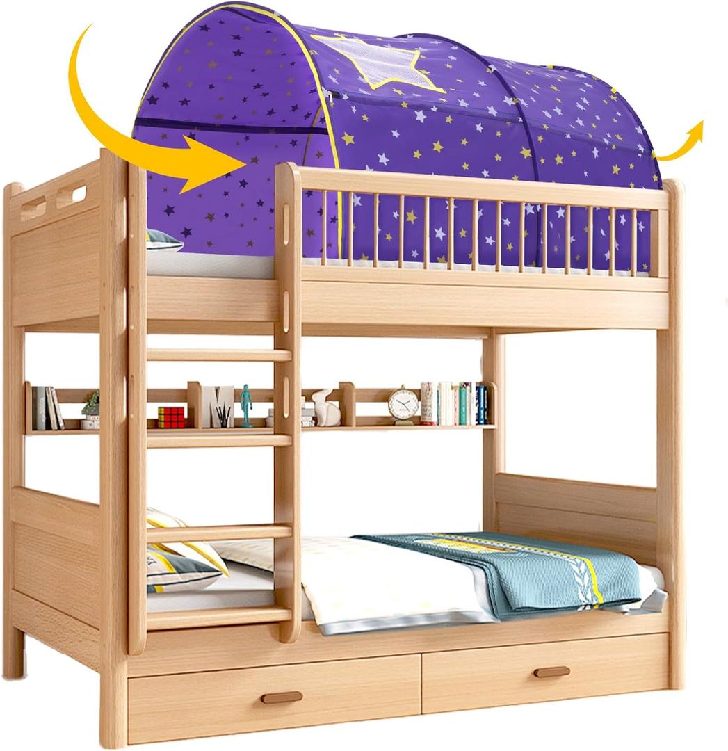 Alvantor Starlight Bed Canopy Dream Play Tents Playhouse Privacy Space Twin Sleeping Indoor Stars Boys Girls Pop Up Portable Frame Curtains Purple, Patent Pending (30"W x 40"L (Pack of 1))