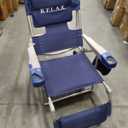Tommy Bahama 4-Position Face-Opening Read Through Lounger with Ottoman, Portable Folding Beach Chair, Navy, 35" D X 30.5" W X 41" H