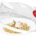 Microwave Splatter Cover for Food: 10"" Clear Microwave Cover with Water Steamer and Handle, BPA Free & Dishwasher Safe Splatter Guard Kitchen Gadgets for Gifts (White, 1 Pack)