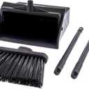 Carlisle FoodService Products Duo-Pan Lobby Broom and Dustpan Set  36" Upright Broom with 2-Piece Handle and Pivoting Pan  Compact Commercial Floor Tool for Tight Spaces, Black