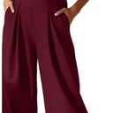 XXTAXN Women's Sexy Elegant Strapless Tube Sleeveless Cocktail Party Work One Piece Wide Leg Jumpsuit With Side Pocket Winered (Red)