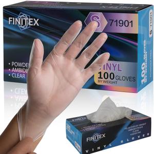 FINITEX Clear Vinyl Gloves Disposable Gloves Food Safe Latex-Free Food Prep Exam Gloves Box of 100/1000, Size Small